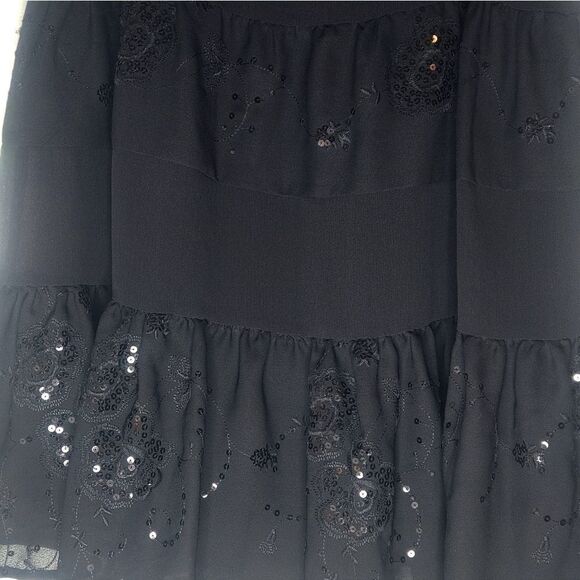 Methode 10 Black Beaded Embroidered Lined Flared Zipper Midi Women’s Skirt - Picture 6 of 7